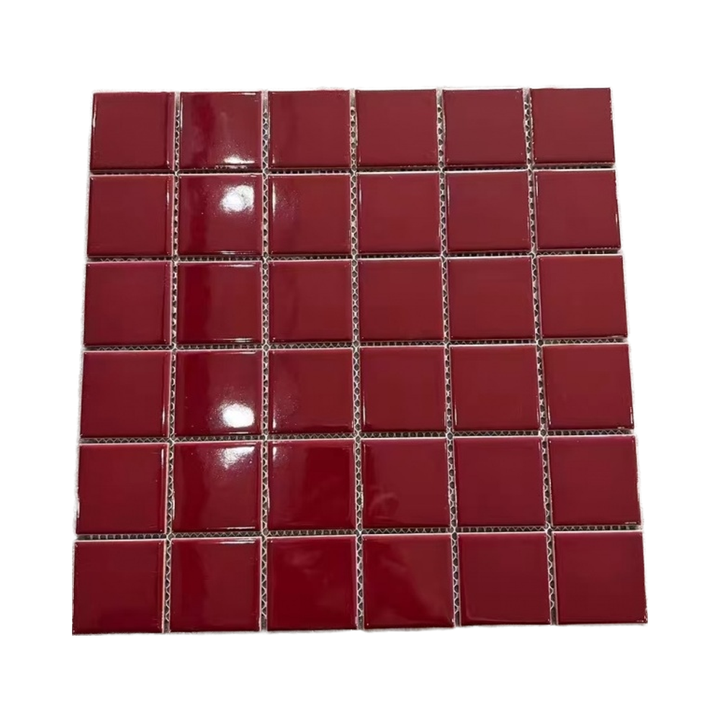 Gạch mosaic gốm Burgundy hiện đại 306x306mm kháng khuẩn 6mm dùng ốp tường nội thất phòng khách nhà bếp biệt thự bệnh viện