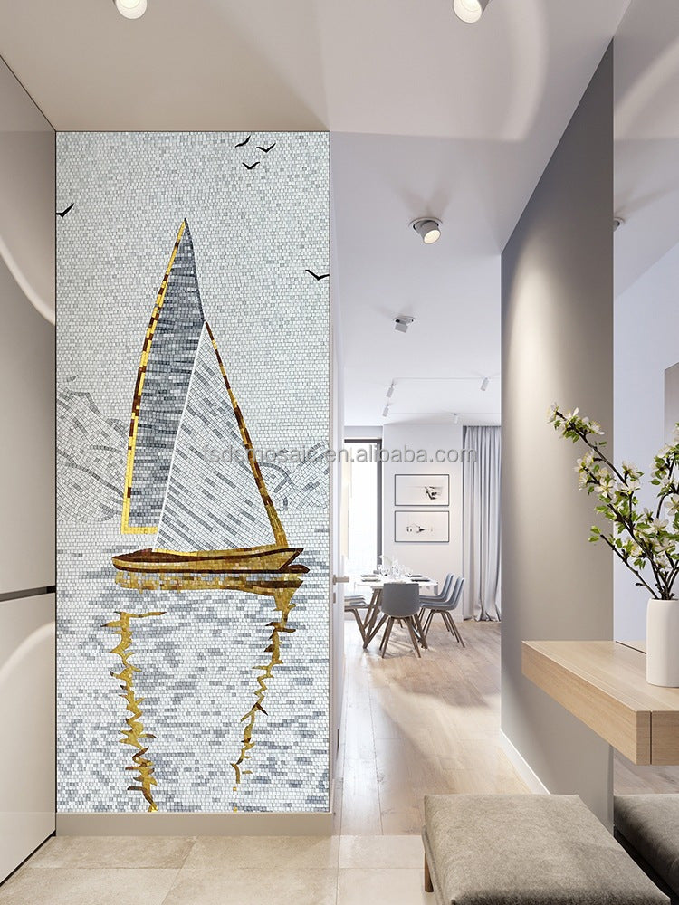 Tranh khảm mảnh kính trang trí tường phòng khách hành lang theo họa tiết nữ tính cao cấp đặt làm riêng