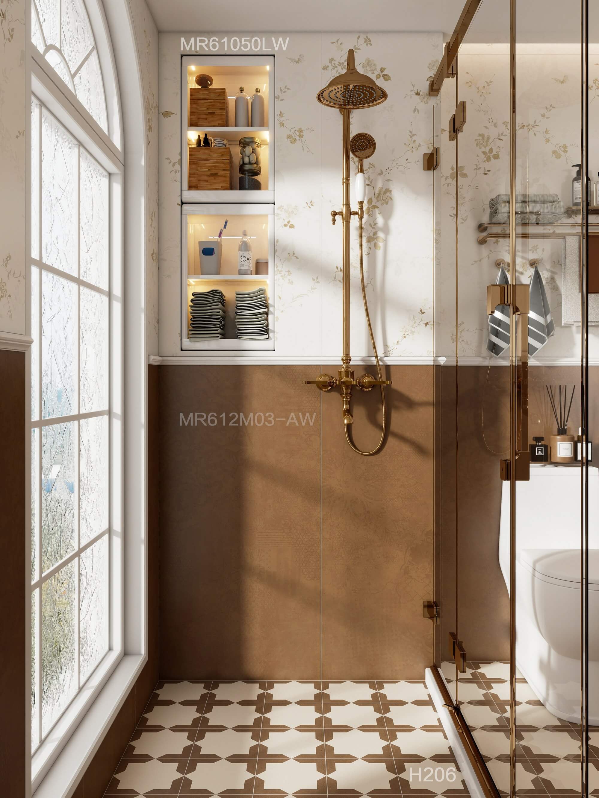 Gạch Ceramic Mosaic Nghệ thuật Cổ điển Foshan Họa tiết Nâu 200x200mm Bề mặt Mờ dùng cho Sàn Khách sạn, Phòng Trưng bày