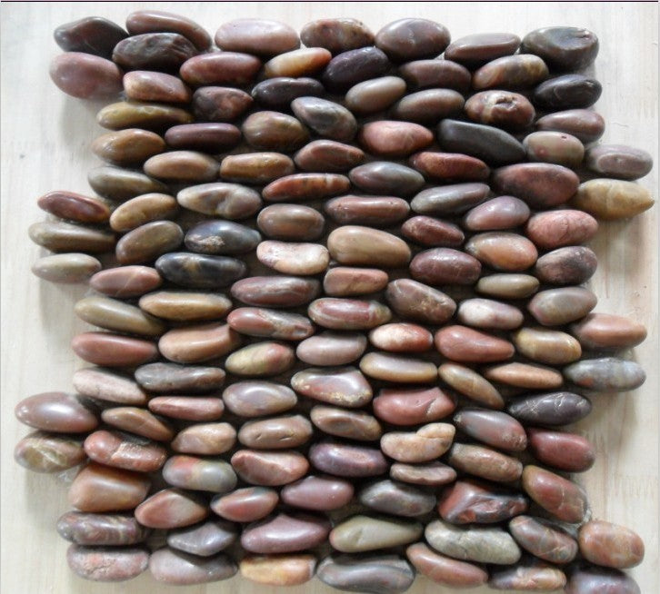 Gạch lát mosaic đá cuội lưới màu trộn Trung Quốc