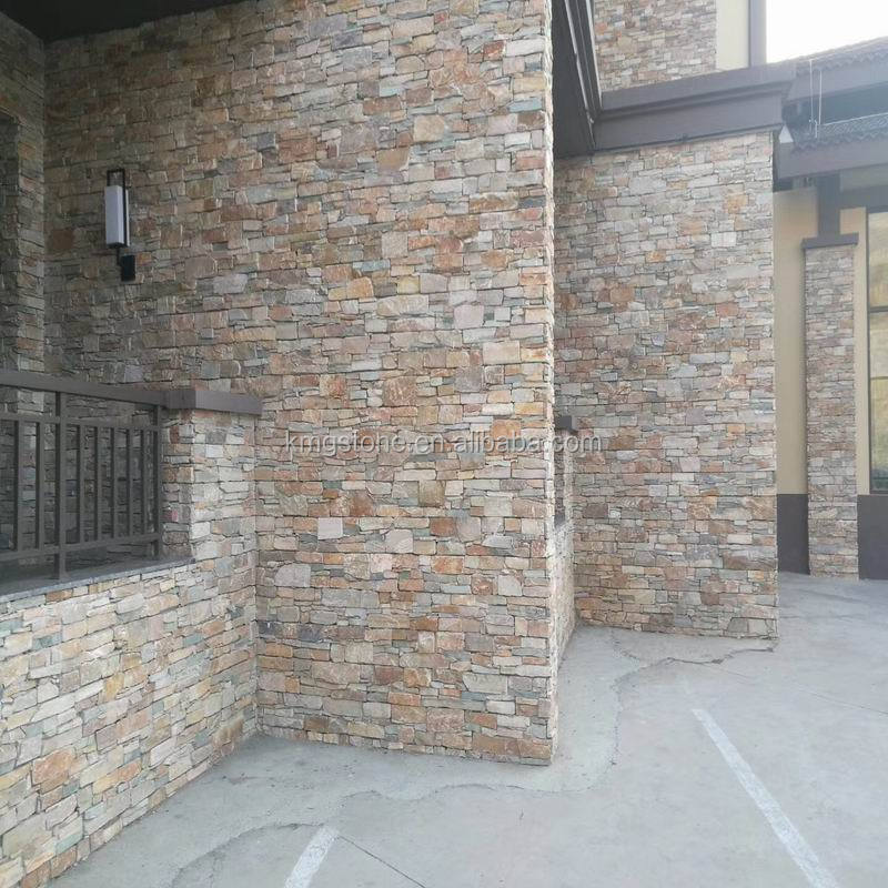 Đá phiến ngoại thất veneer Quartzite vàng tự nhiên cao cấp hiện đại ngoài trời