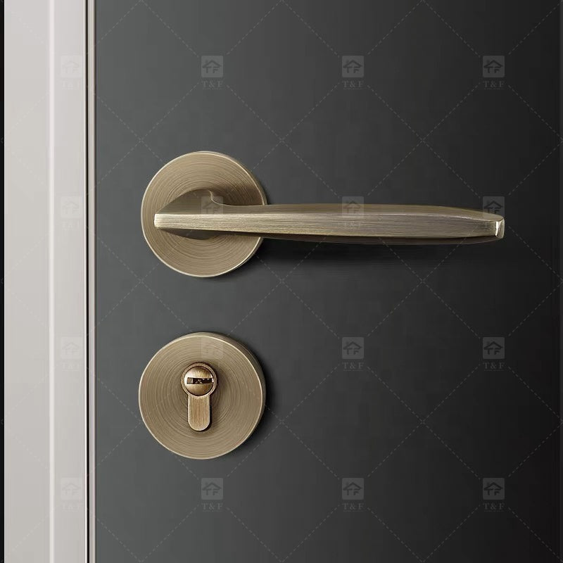 Tay nắm cửa gỗ từ tính im lặng vàng sang trọng có khóa phòng ngủ tách rời, thiết kế hiện đại dùng trong nhà dành cho biệt thự