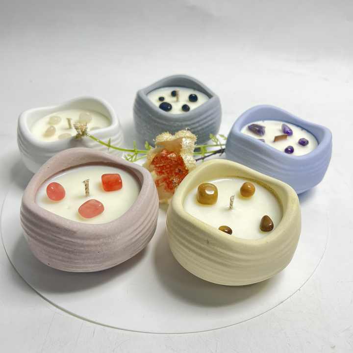 Đá pha lê OMK thủ công xi măng không khói lọ không đều sáp đậu nành hương liệu hương thơm quà lưu niệm nến thơm bán buôn