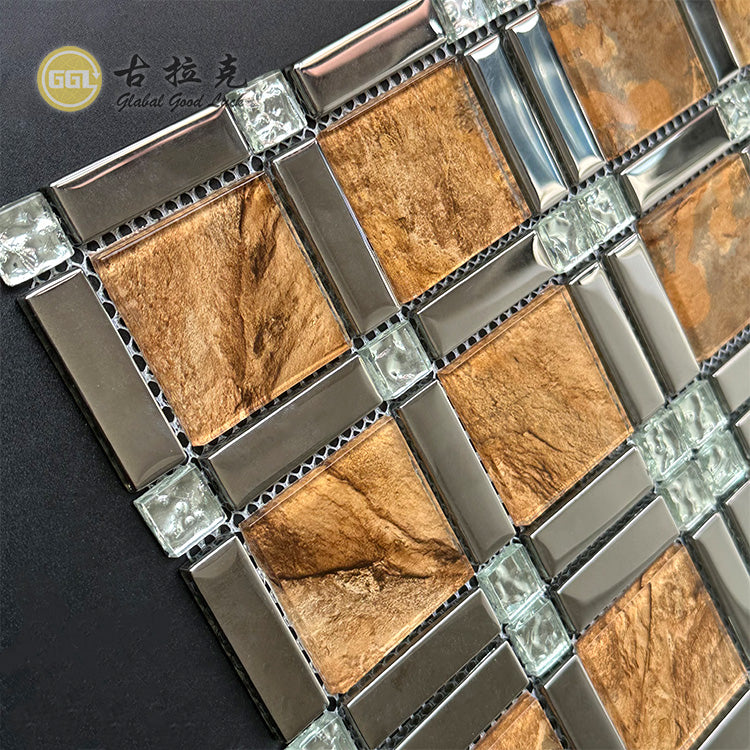 Gạch Mosaic Thủy Tinh Tông Màu Đất & Kim Loại Sang Trọng Dùng Trang Trí Tường Nội Ngoại Thất Và Cho Hồ Bơi Trong Nhà