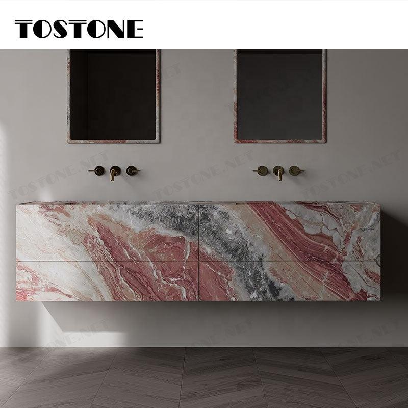 Tostone Bàn trang điểm sang trọng bằng đá cẩm thạch đỏ Monica bền bỉ cao cấp