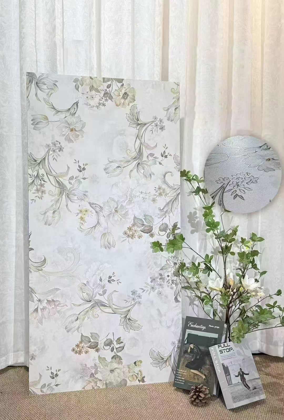 Gạch Sứ Tráng Men 600x1200 Bề Mặt Mờ, Gạch Ốp Tường Trang Trí Họa Tiết Hoa Tự Nhiên Dành Cho Phòng Tắm Biệt Thự, Chạm Khắc Nghệ Thuật Tinh Xảo