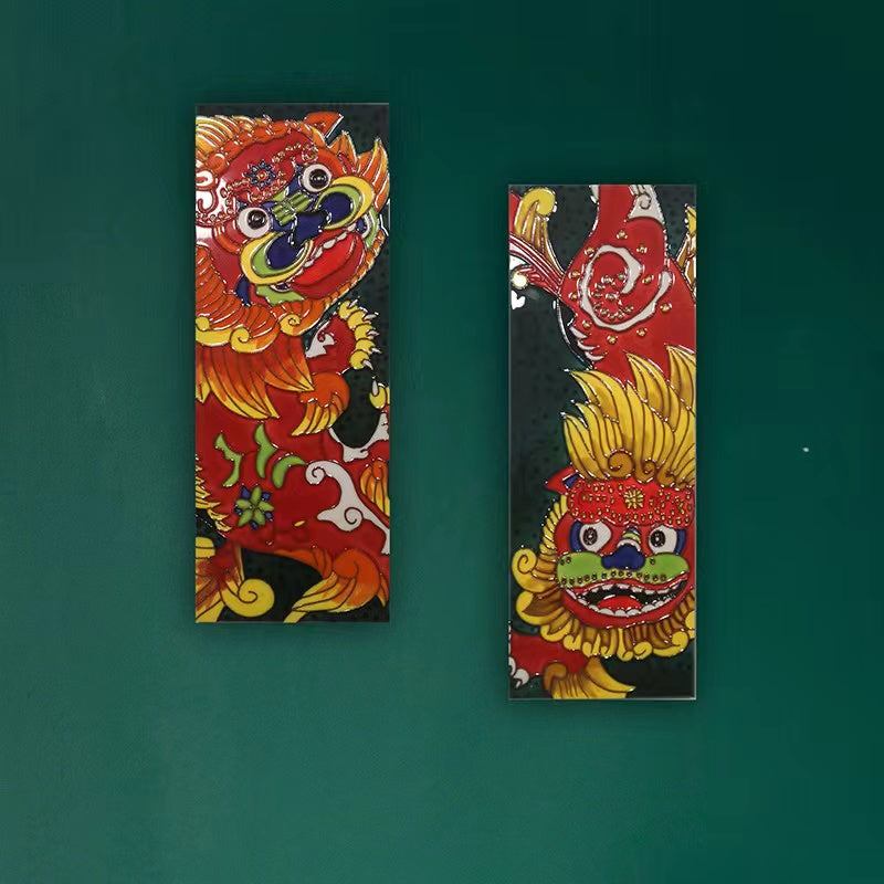 E WECIAL Đồ men ba màu vẽ tay Trung Quốc Dùng cho phông nền ghế sofa phòng khách, hiên nhà Phong cách dân tộc truyền thống