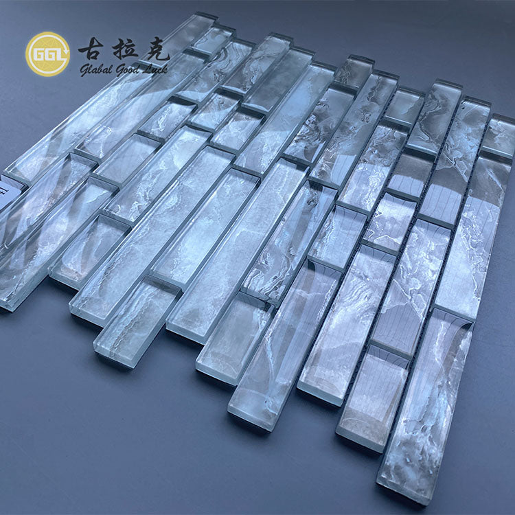 Gạch Mosaic Kính Pha Lê Dạng Gạch Màu Trong Suốt