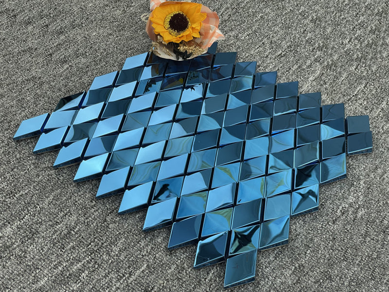 Gạch Mosaic Kim loại Kim cương 3D Trang trí Tường Nền Bề Mặt Bóng Dành Cho Biệt Thự