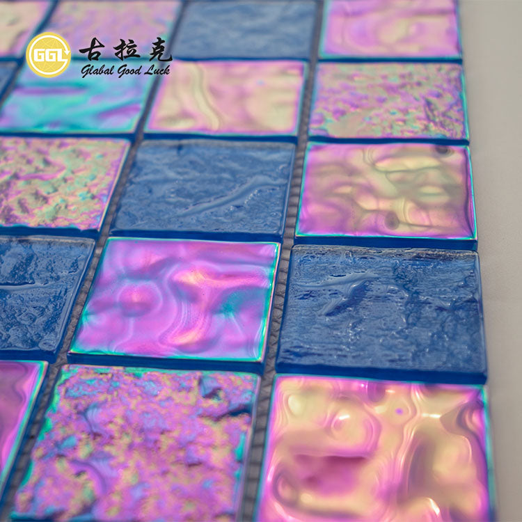 Gạch Mosaic Thủy Tinh Vuông Màu Xanh Dương Óng Ánh Sang Trọng Dùng Cho Hồ Bơi, Phòng Tắm Và Trang Trí Tường Nội Thất