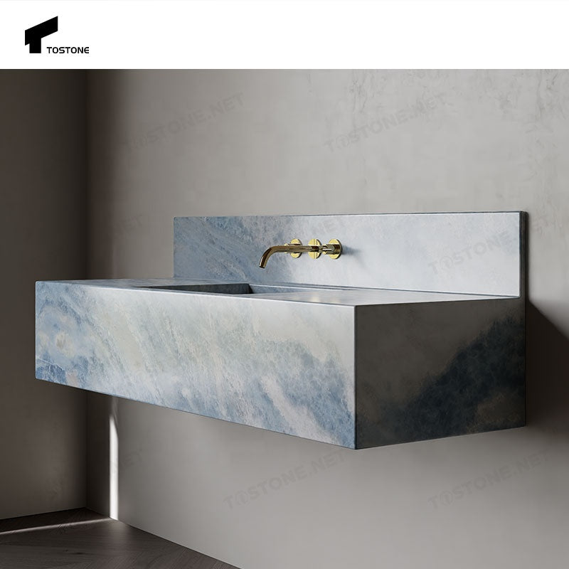 Tostone Lavabo Đá Xanh Cẩm Thạch Vân Kim Loại Sang Trọng