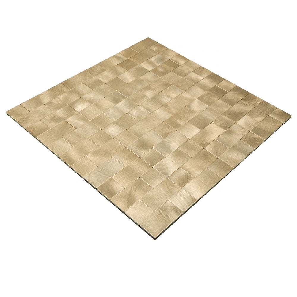 Gạch ốp tường Mosaic kim loại nhôm tự dán hình vuông màu vàng dễ lắp đặt