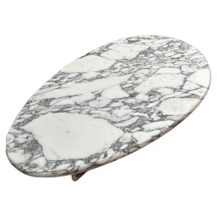 Bàn trà hình bầu dục Arabescato vân đá cẩm thạch màu xám kết hợp bàn m – Daisan Store
