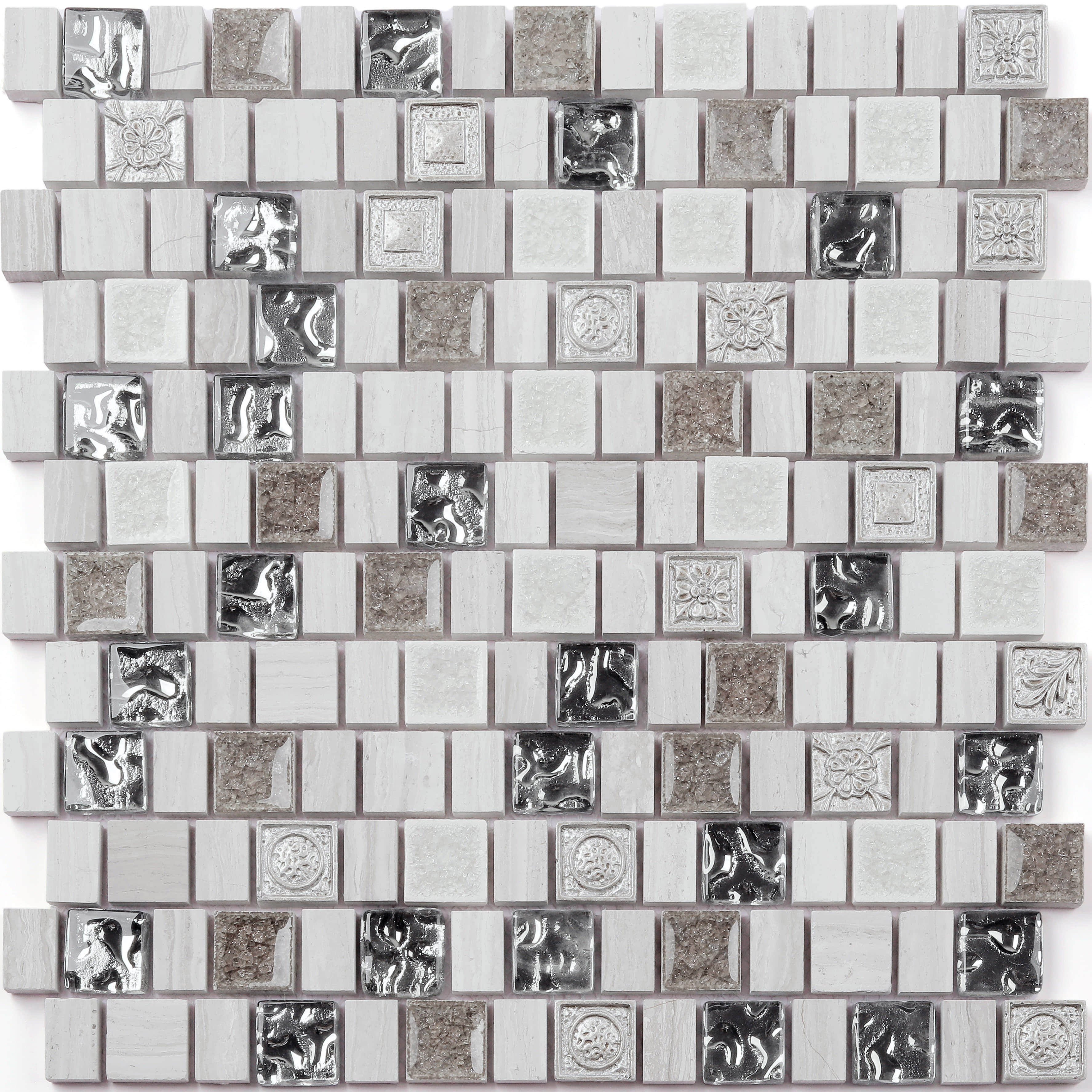 Gạch khảm thủy tinh pha pha lê & nhựa mài bóng 15/23x23x8mm phổ biến