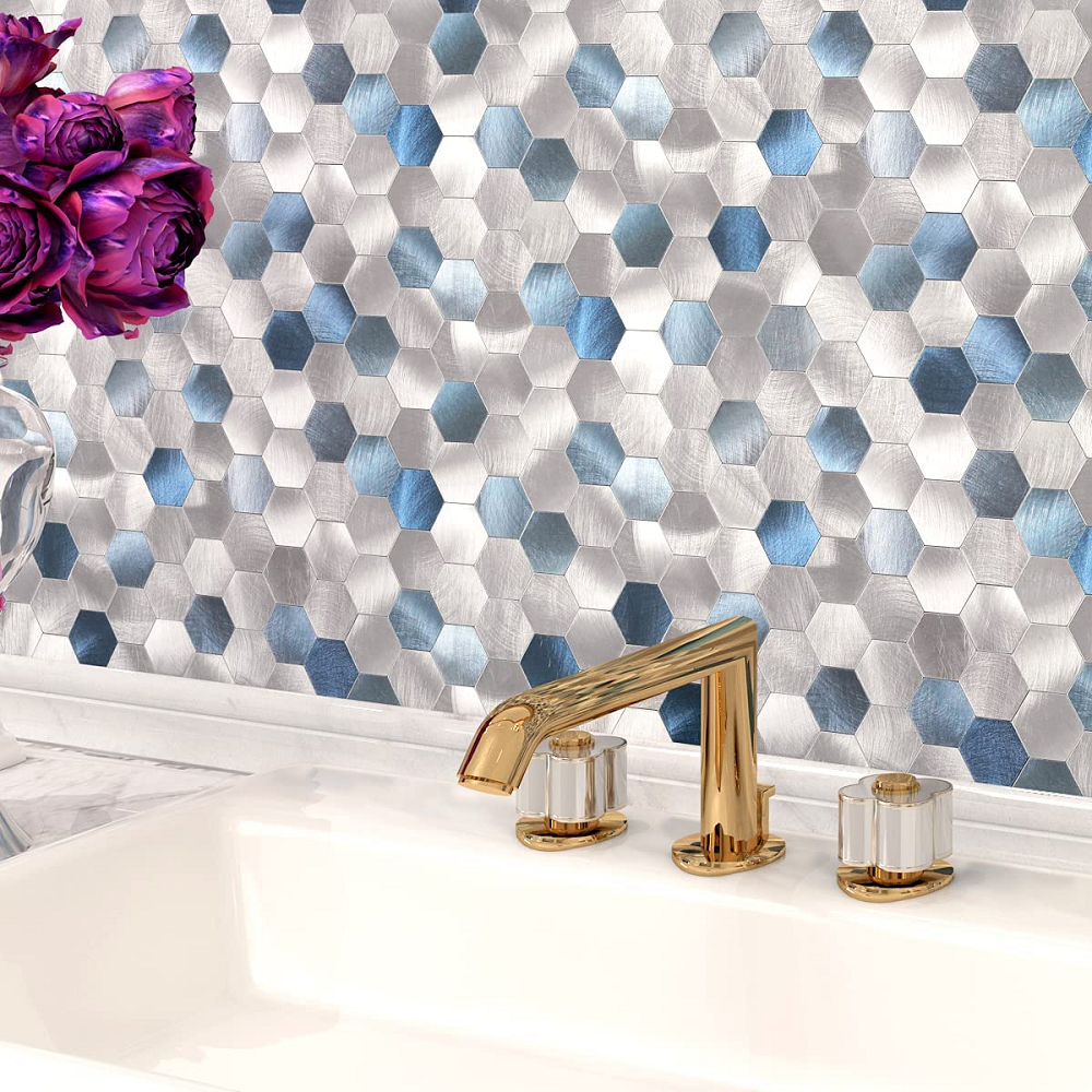 Gạch ốp tường Mosaic nhôm tự dán màu Be nâu Epic, trang trí nhà cửa, cải tạo mặt tiền, ốp lưng bếp, lắp đặt dễ dàng.