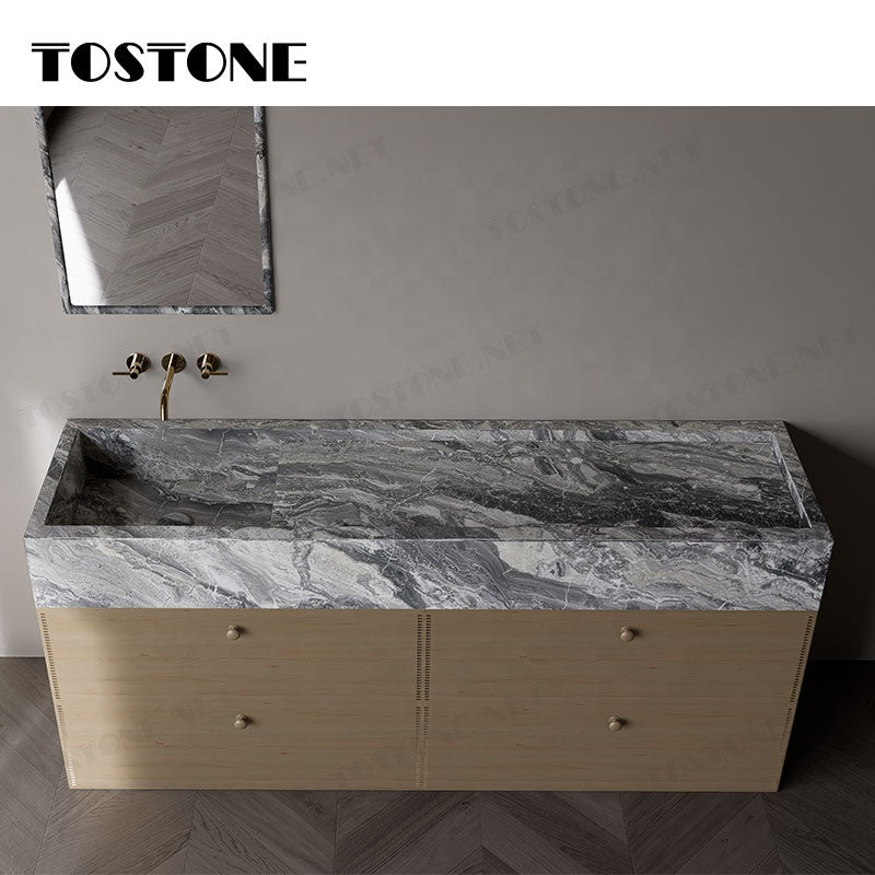 Tostone Bán chạy Tủ lavabo đá cẩm thạch sang trọng Vince Brown dành cho trang trí nội thất phòng tắm của nhà ở, biệt thự, khách sạn hiện đại