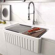 Bồn rửa bát Farmhouse đơn màu trắng 33&quot; LX 20&quot; W có mặt trước bằng sứ