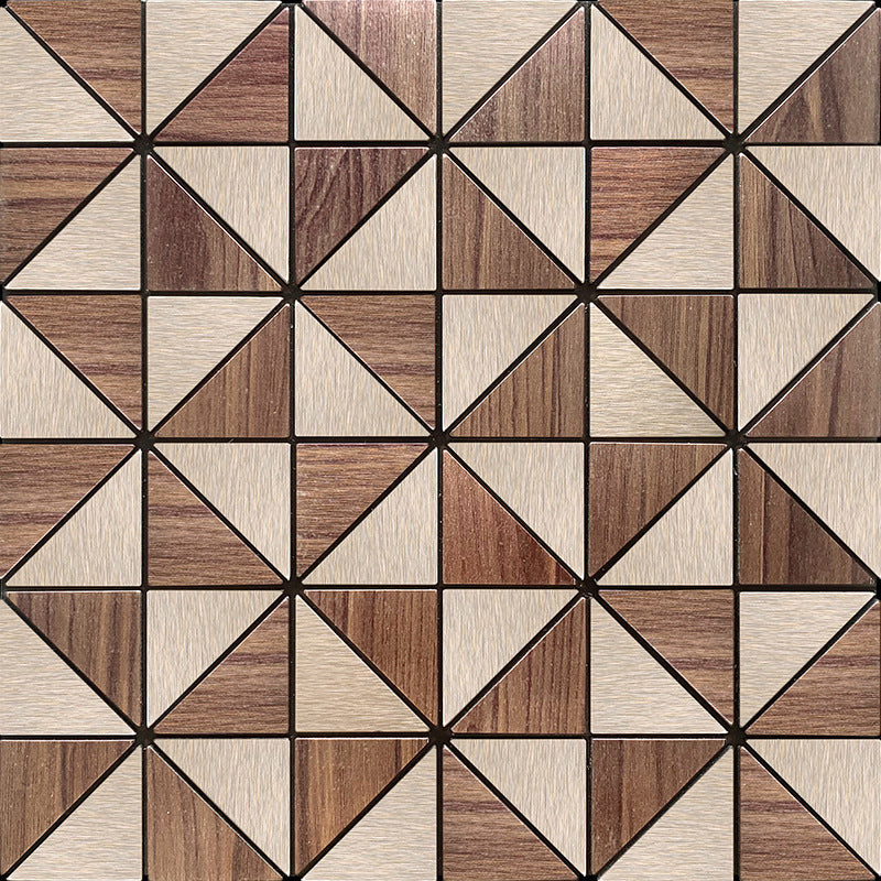 Gạch Mosaic Nhôm Trang Trí Tường Bóc Dán, Tấm Ốp Lưng Gạch Đá, Bề Mặt Nhôm Xước, Gạch Mosaic Kim Loại Chống Ẩm