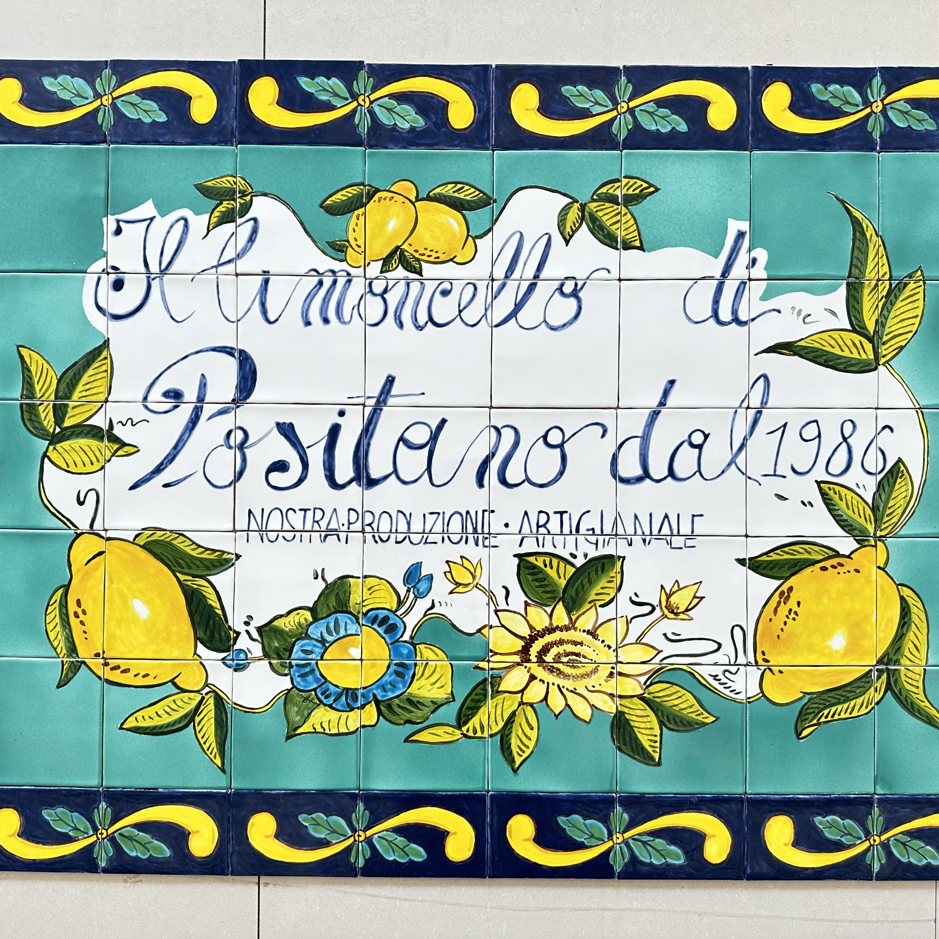 Gạch Ceramic Vẽ Tay Thiết Kế Hiện Đại Màu Chanh Tươi Sáng, Dạng Vuông Hoa Văn Tùy Chỉnh, Viền Kiểu Gạch Viên, Kháng Khuẩn, Chống Cháy