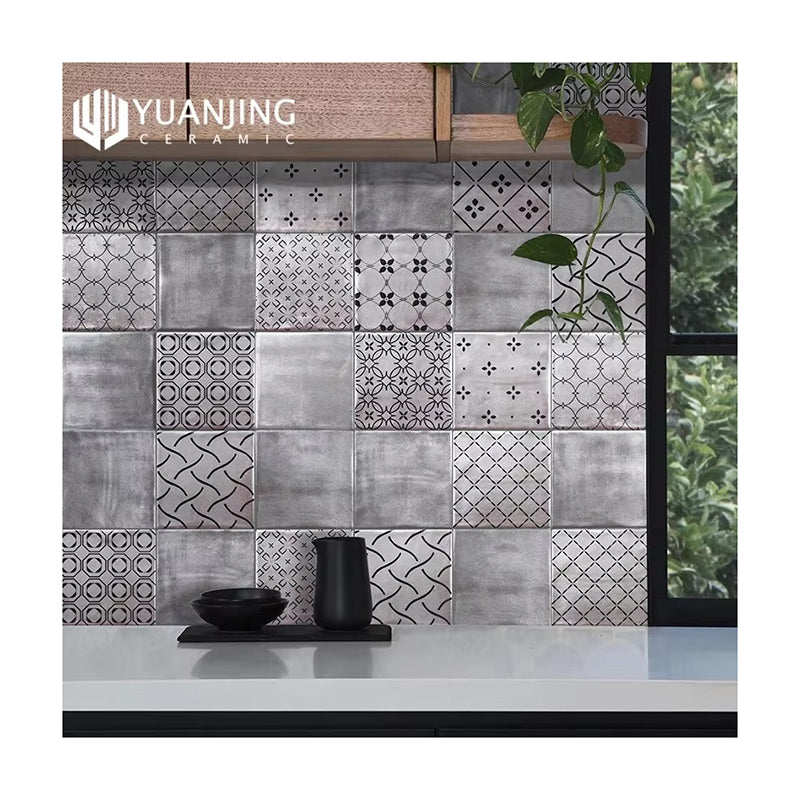 Gạch Gốm Sứ Tráng Men Màu Bạc Giả Kim Loại 150x150mm Ốp Tường Nhà Tắm Phòng Khách Sân Vườn Ban Công