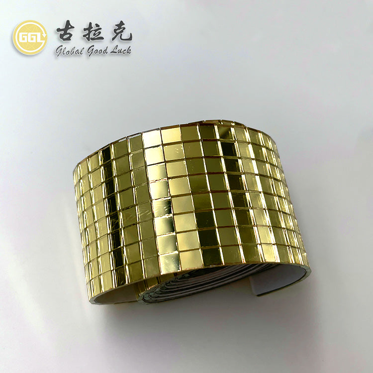 Miếng Dán Gạch Mosaic Thủy Tinh Vàng Tự Dính Thiết Kế Vân Gỗ Parquet Trang Trí Tường Nội Thất Hình Vuông Thủ Công Cho Phòng Khách Hiện Đại