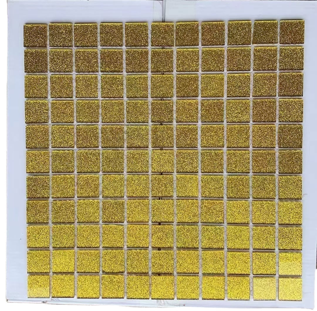 Gạch kính mosaic pha lê vàng óng Gạch mosaic kính gương màu vàng Giá xuất xưởng