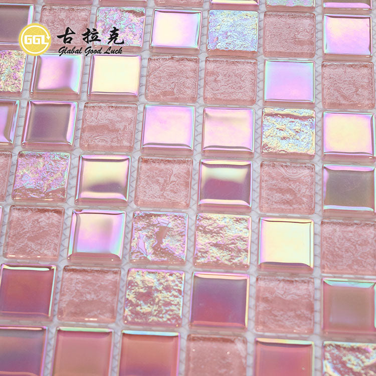 Gạch Mosaic Kính Vuông Hồng Bóng Thiết Kế Hiện Đại Cho Bể Bơi Và Trang Trí Nội Thất