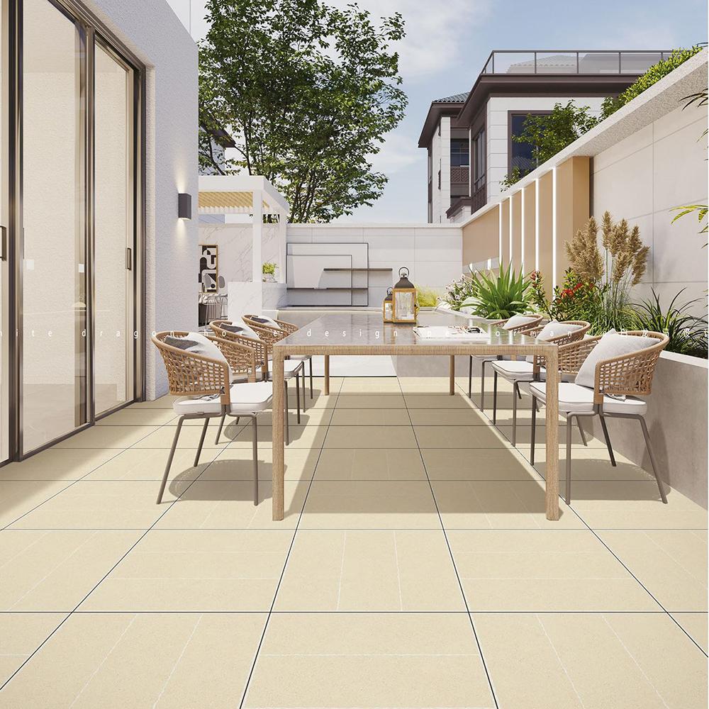 Gạch lát sân ngoài trời tiêu chuẩn Châu Âu, dày, 600x600, đá vôi, chống trơn, mờ