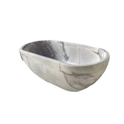 Bồn tắm hình bầu dục sang trọng thiết kế hiện đại Hy Lạp màu trắng tử đinh hương đường kẻ tím nền trắng màu đá cẩm thạch tự nhiên