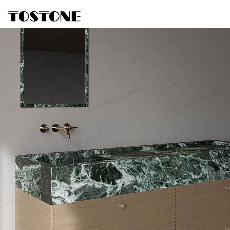 Tostone Tủ lavabo đá cẩm thạch xanh sang trọng Verde Alpi ưu đãi