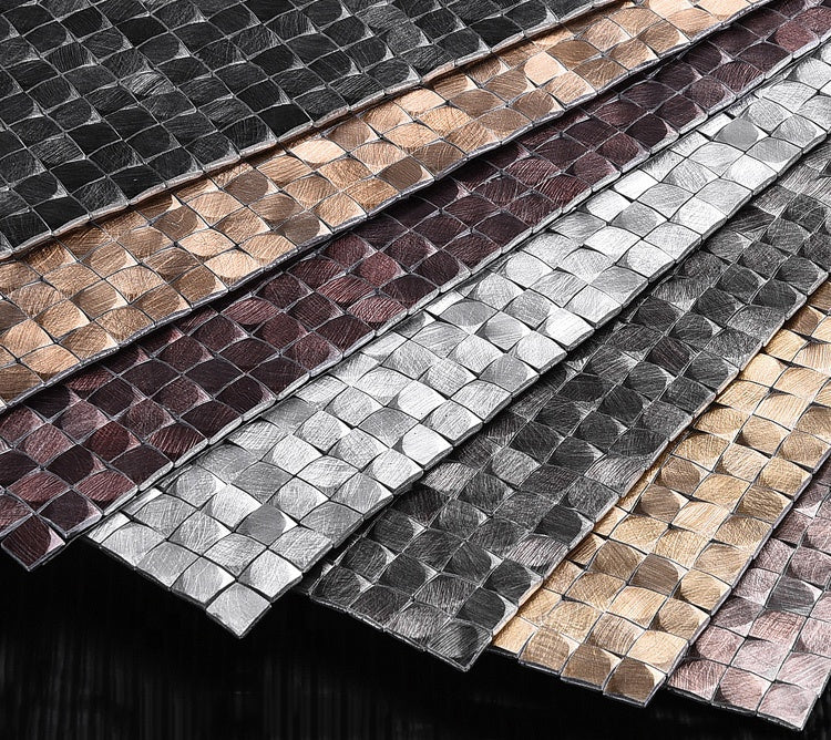 Gạch Mosaic Kim loại Nhôm Bạc Khối 3D Trọng lực