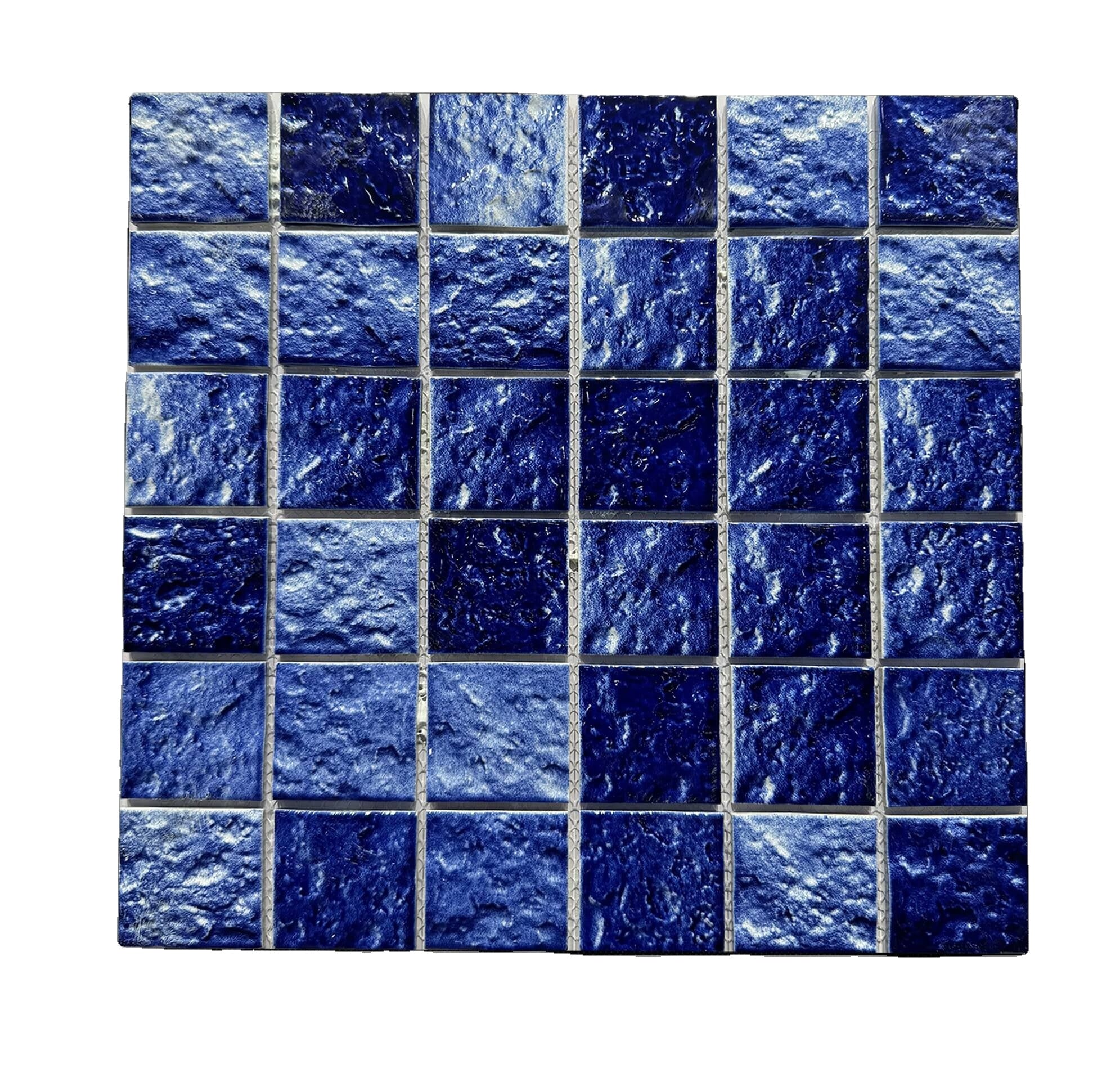 48mmX48mm Gạch Mosaic Vân Nứt Băng Huỳnh Quang Xanh Lục Lam Nhạt Bề Mặt Bóng Nghệ Thuật Hồ Bơi Dùng Ngoài Trời