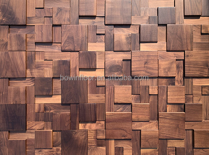 Đặc trưng Sang trọng Tấm ốp tường 3D Mosaic gỗ nguyên khối
