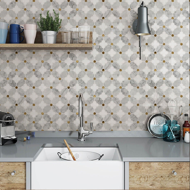 Gạch mosaic cắt tia nước bằng đá cẩm thạch và kim loại, phong cách cổ điển, dùng cho trang trí tường nội thất, lát sàn và dự án xây dựng.