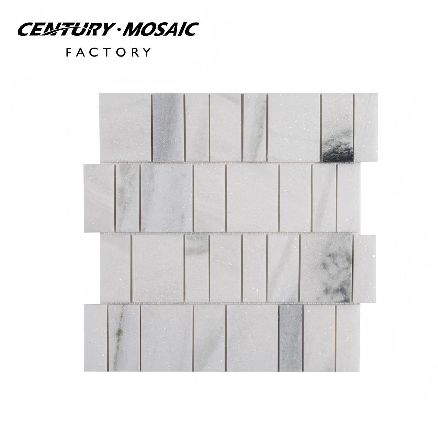Centurymosaic Bán Buôn Gạch Mosaic Đá Cẩm Thạch Lasa Bianco Trắng Bóng Kiểu Phím Đàn Piano Mới