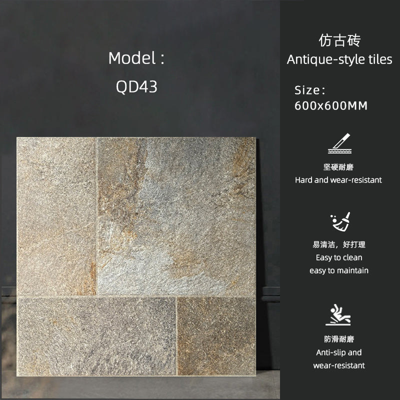 12mm Nhà máy Foshan Gạch lát sàn cổ điển gốm mờ họa tiết vân đá cẩm thạch Bề mặt vân đá Gạch lát sàn Gạch nền 60x60cm