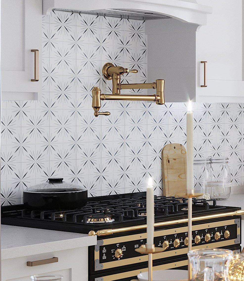 Gạch Mosaic Đá Cẩm Thạch Nhiều Màu Công Nghệ Waterjet Cho Sàn, Tường Bếp và Tấm Ốp Tường Bếp