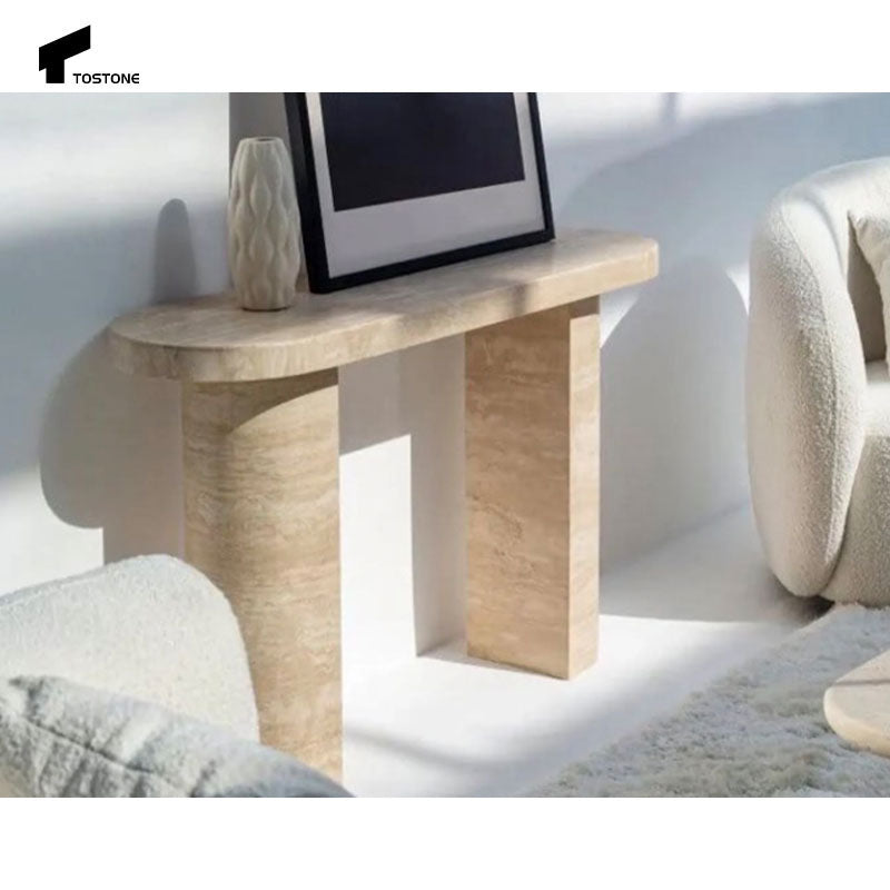 Tostone Nội thất phòng khách Bàn Console Đá Travertine Tự nhiên Lối vào
