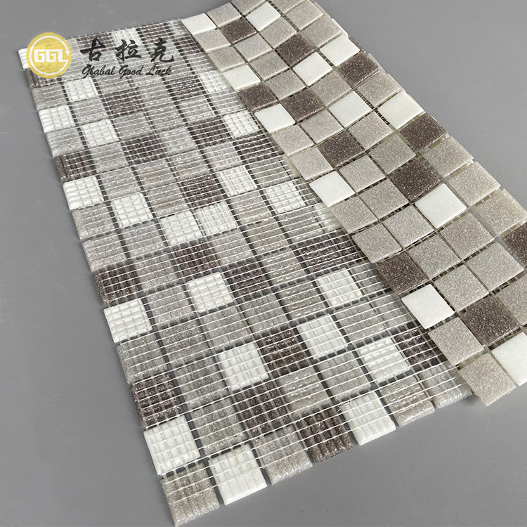 Gạch Mosaic Thủy Tinh Xám Hiện Đại Tinh Tế Dùng Cho Hồ Bơi