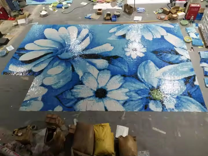 Gạch ốp tường mOSAIC kính nghệ thuật trang trí thủ công họa tiết hoa nhiều màu tùy chỉnh