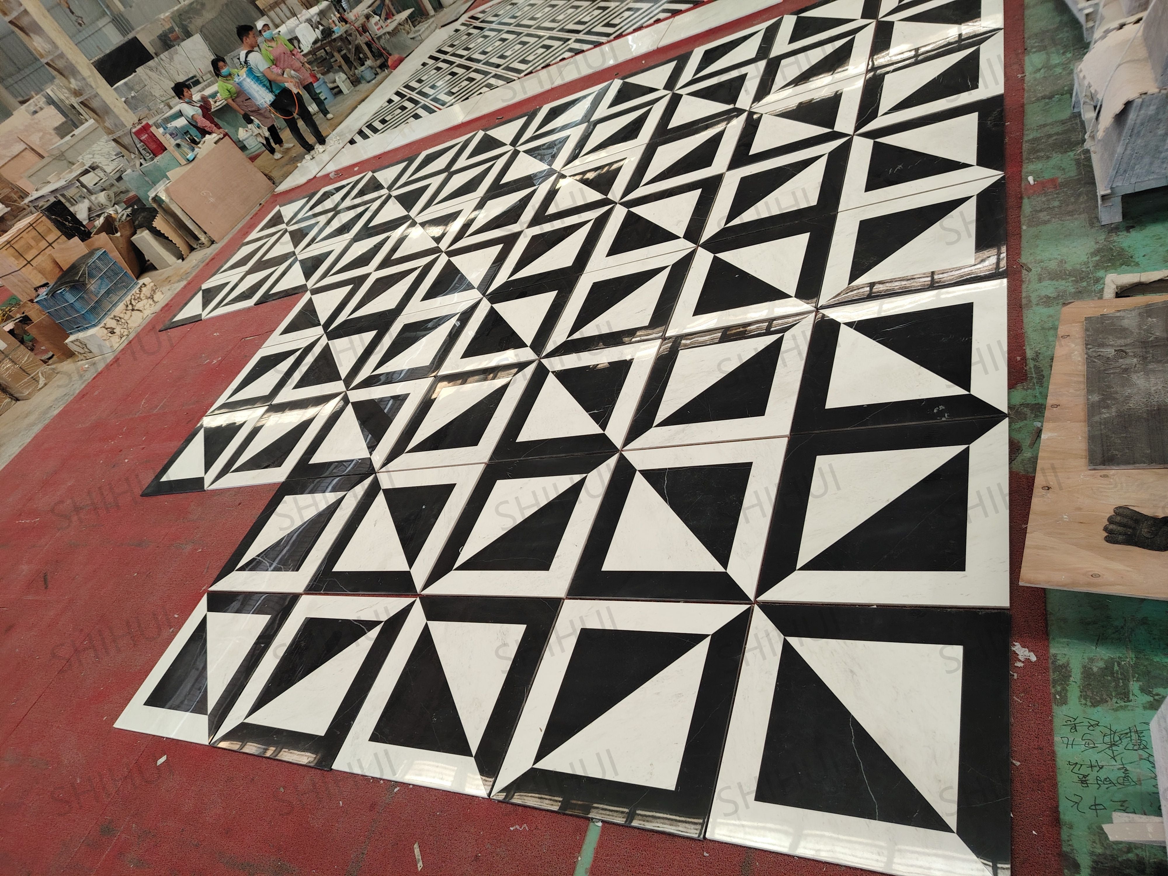 SH STONE Gạch Mosaic Đá Cẩm Thạch Đen Trắng Tự Nhiên Đánh Bóng, Dùng Cho Ốp Tường Bếp, Lát Sàn và Tường Phòng Tắm