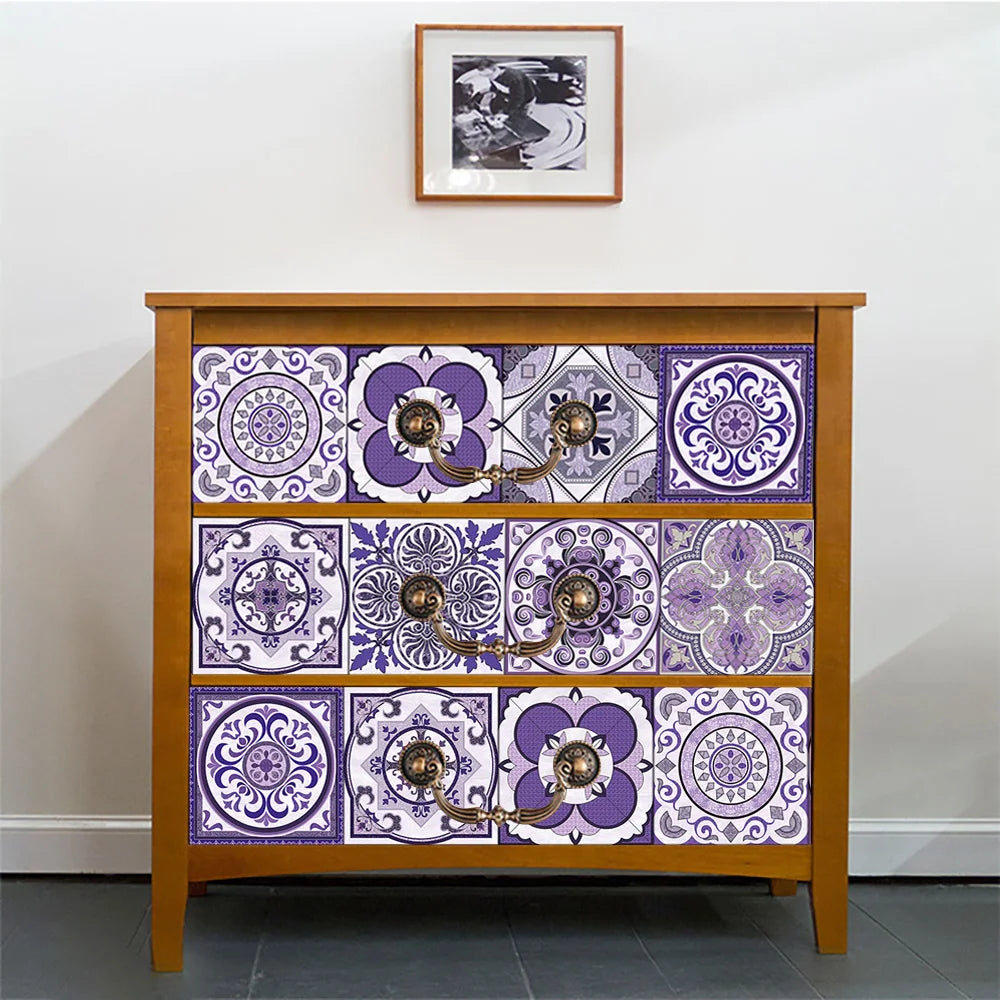 Gạch Dán Tường Sọc Tím Retro Dán Dính Nước Bếp Cầu Thang