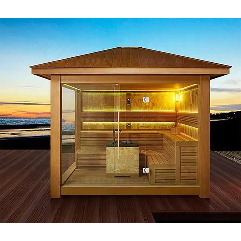 Phòng xông hơi hồng ngoại và xông hơi ướt bằng gỗ tuyết tùng, tùy chỉnh cho 2-5 người, hoàn thiện cho sân vườn ngoài trời
