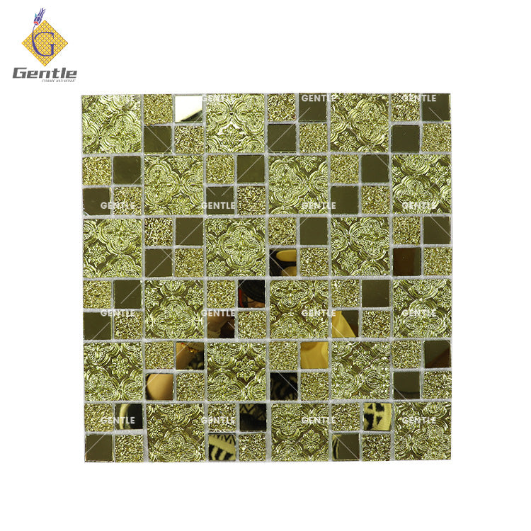 Tấm Dán Gạch Mosaic Gương Vàng Thủy Tinh Ốp Tường Phòng Khách