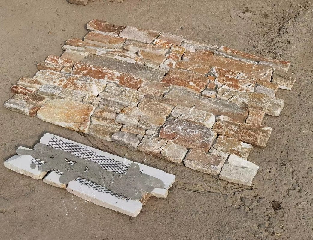 Đá phiến ngoại thất veneer Quartzite vàng tự nhiên cao cấp hiện đại ngoài trời