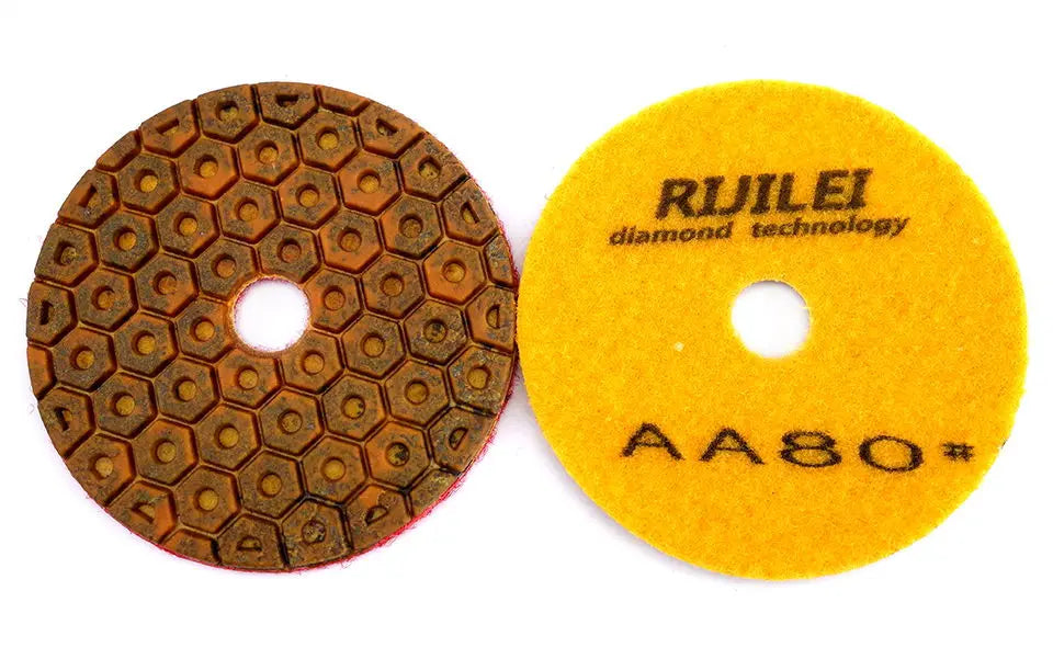 RIJILEI 4 Inch Super Diamond Polishing Pads 6 Steps Copper Metal Bond Wet Polishing Pad for Granite Marble Stone Grinding Discs
