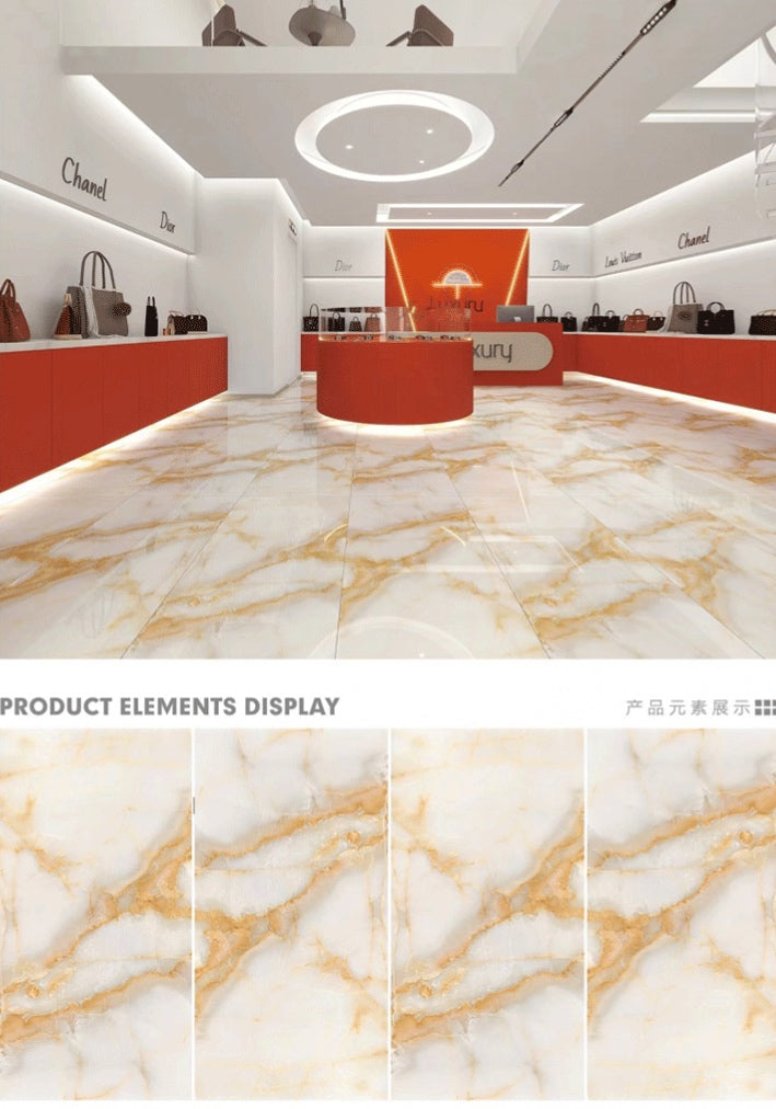 Gạch Foshan Đánh bóng 60x120 Men bóng hiện đại Vân đá cẩm thạch Vàng Vàng đồng Xanh lá Xanh dương cho Sàn phòng khách Phòng tắm