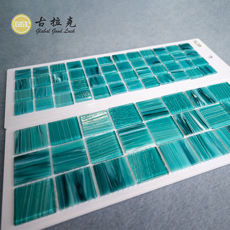 Gạch Mosaic Sắc Xanh Sang Trọng Vẽ Thủ Công Hình Vuông Trang Trí Tường & Sàn Dùng Cho Nhà Bếp, Hồ Bơi, Căn Hộ