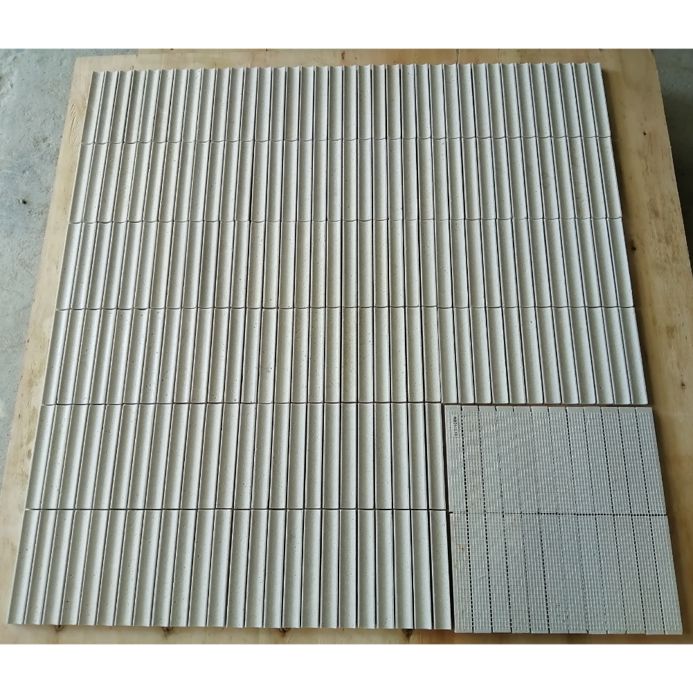 Samistone Hiện đại 3D Đá Travertine Tự nhiên Tấm Gạch Mosaic Tre Xẻ Rãnh Tấm Veneer Linh hoạt cho Tường với Thiết kế Đồ họa