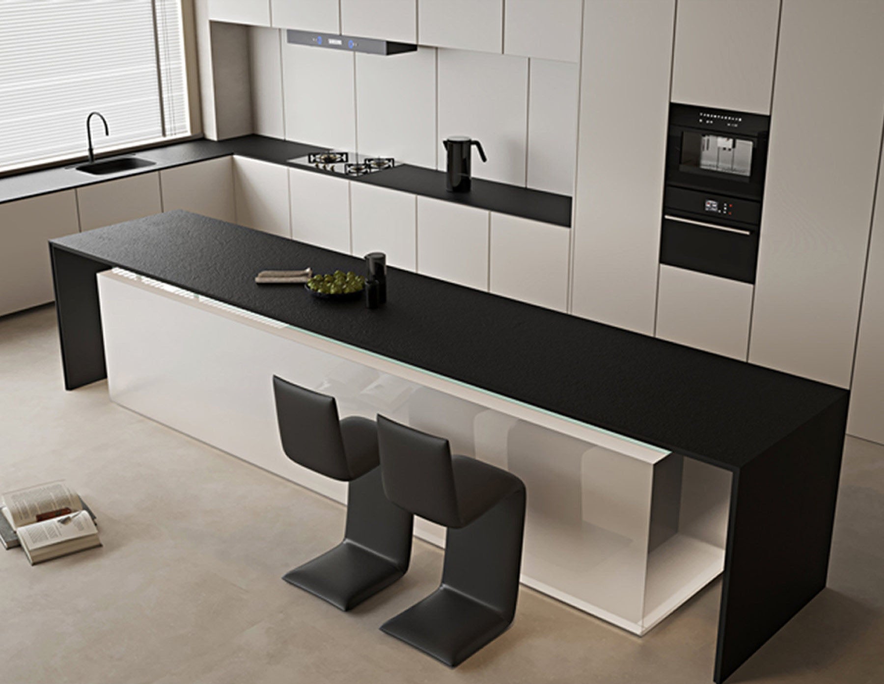 Tấm đá nung kết Đen tuyền Sang trọng Hiện đại dành cho Đảo bếp và Mặt bàn bếp Cao cấp